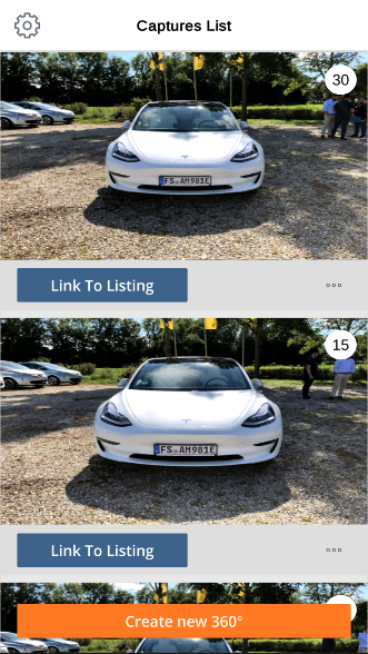 AS360 capture list interface showing Tesla inventory